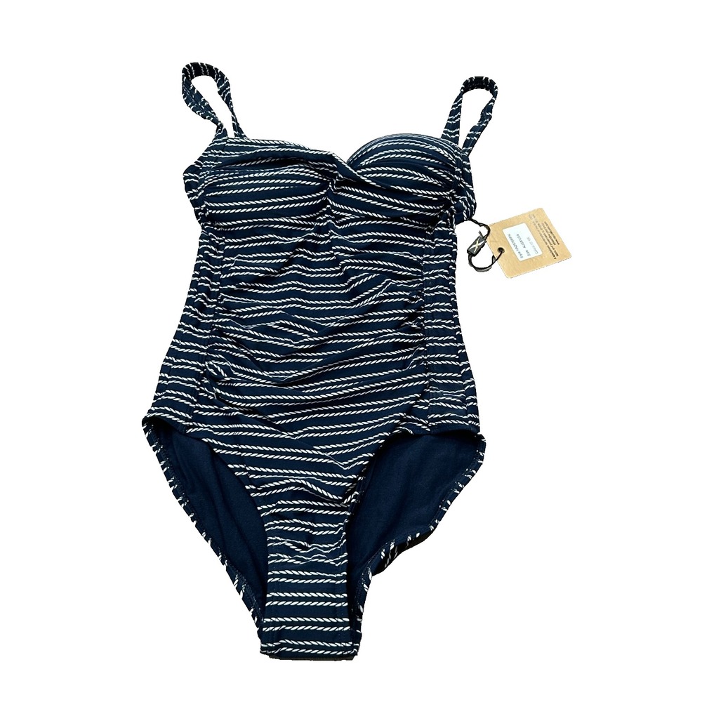 Nip Tuck Joanne Womens Nautical Rope Print One Piece Swimsuit Blue Size 4 NWT
